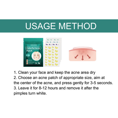 EELHOE Colorful Acne Patch, Repair And Clean The Mouth Blemish Clear Pocket Colorful Shaped Acne Patch