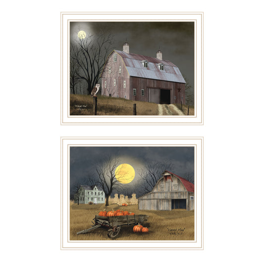 Trendy Decor 4U 2- Piece Vignette Autumn Moonlit Nights White Framed Wall Art for Living Room, Bedroom Wall Art Print for Home Decor by Billy Jacobs