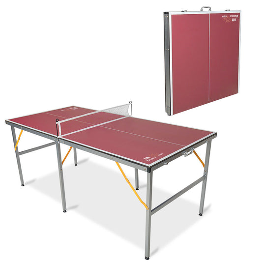 DOUBLE FISH 6ft Mid-Size Foldable Portable Ping Pong Table Indoor Outdoor Game Set with Net 2 Paddles 3 Balls