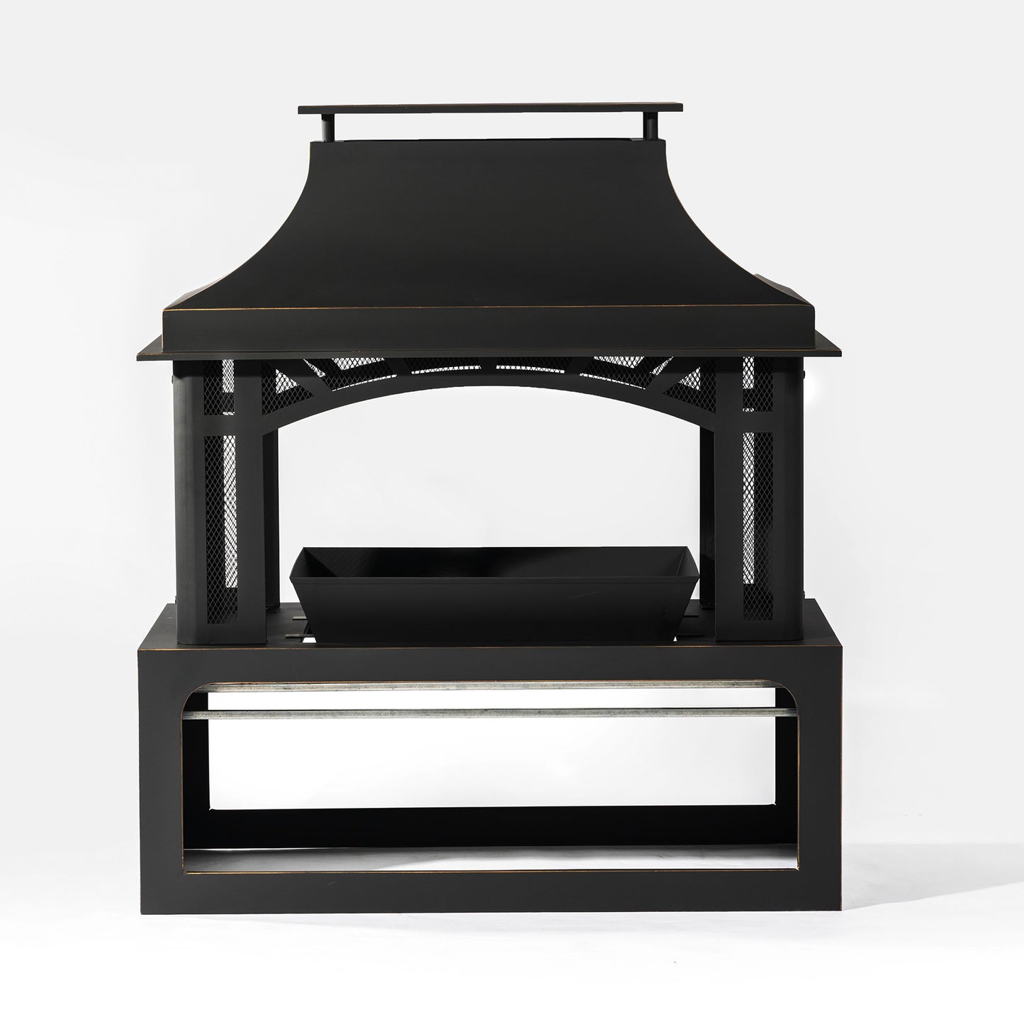 40' Wood Burning Fireplace, 50000 BTU Steel Fire Pit, Wood Burning Chimney for Outside Patio Deck Garden Backyard-Black