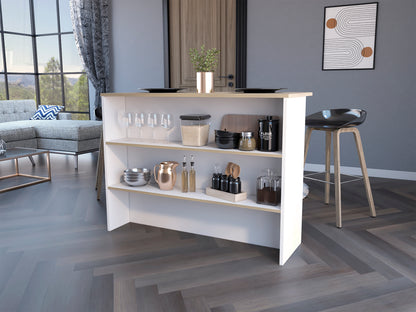 Crete Kitchen Island, Kitchen Bar with 3-Tier Shelves