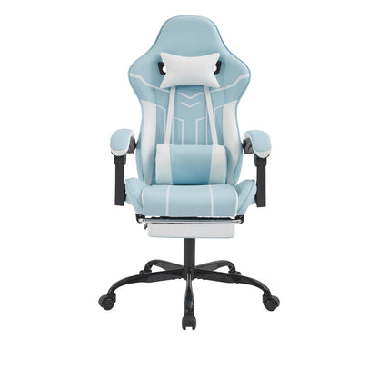 Gaming chair, Computer Chair Ergonomic Chair with Footrest Office Chair Ergonomic Computer Chair with Lumbar Backrest Bluewhite