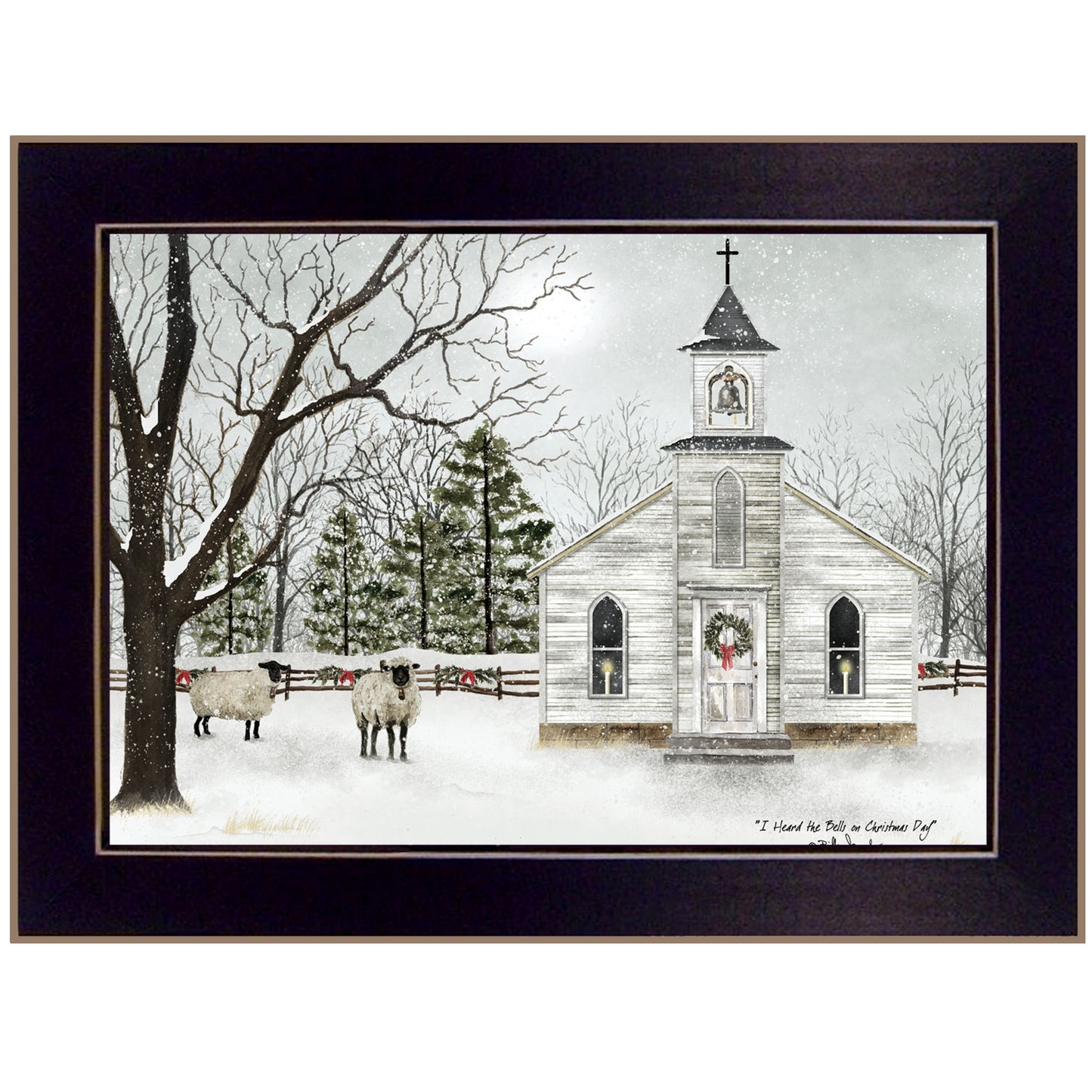 'I Heard the Bells on Christmas' by Billy Jacobs, Ready to Hang Framed Print, Black Frame