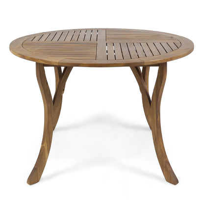 HERMOSA 47 Outdoor Acacia Wood Table with Teak Finish and Circular Design