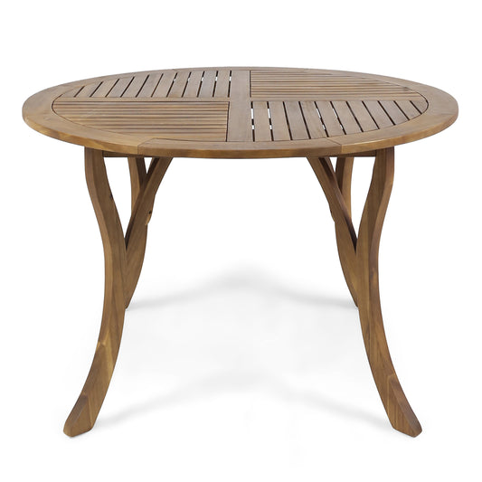 HERMOSA 47 Outdoor Acacia Wood Table with Teak Finish and Circular Design
