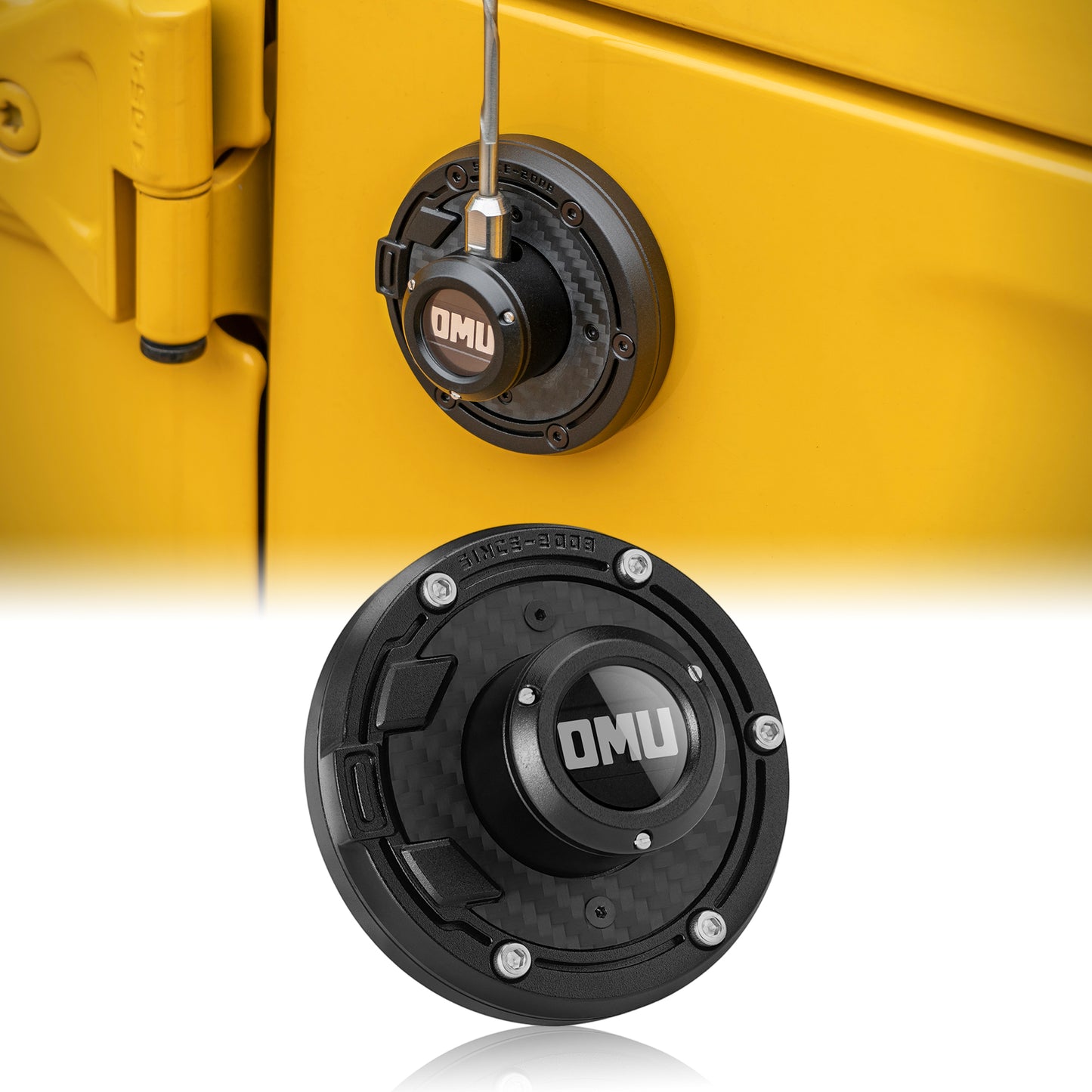 OMU Genesis Series Aluminum Antenna Base Cover For Jeep Wrangler 2007-2018 Jeep Wrangler JK JKU, 2018-2024 JL JLU 2 /4 Door, Jeep Gladiator JT 2020+ (Not Fit Bullet Antenna)