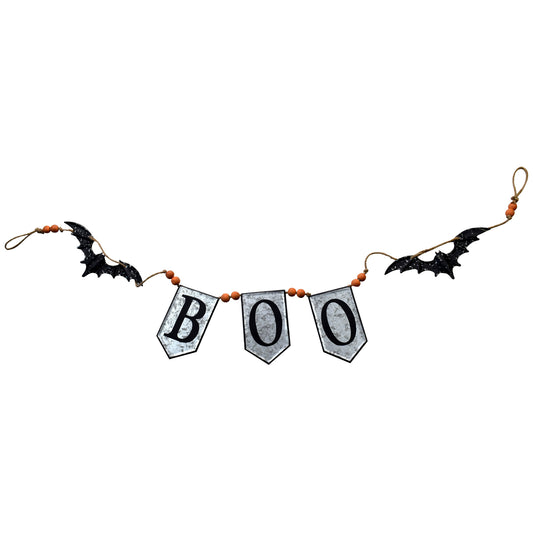 67x7.3'H Iron Boo Banner W/Bats, for Halloween Holiday Decor
