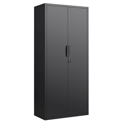 72-Inch 2-Door File Cabinet with Lock, 4 Adjustable Shelves, Heavy-Duty Steel Construction, for Commercial Office, Home Office, Legal Size & Letter File Storage, Organization Cabinet in Black
