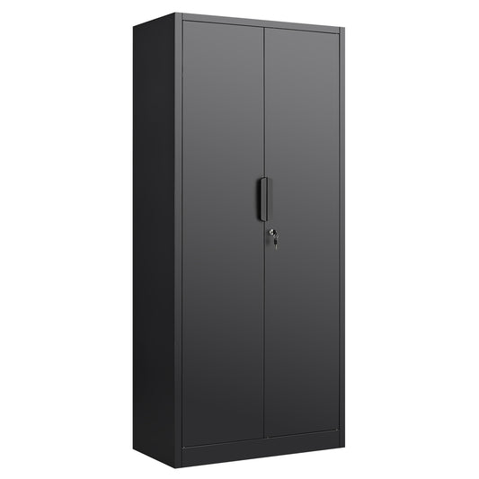 70-Inch 2-Door File Cabinet with Lock, 4 Adjustable Shelves, Heavy-Duty Steel Construction, for Commercial Office, Home Office, Legal Size & Letter File Storage, Organization Cabinet in Black