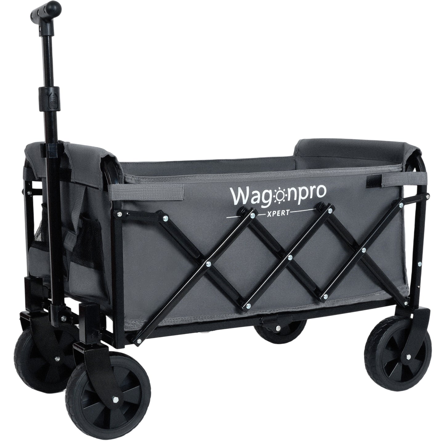 Expandable Dual-Layer Utility Wagon with 100% Extra Space - 225lbs Grocery Cart for Camping, Shopping, Sports, Gardening, Fishing, Gray