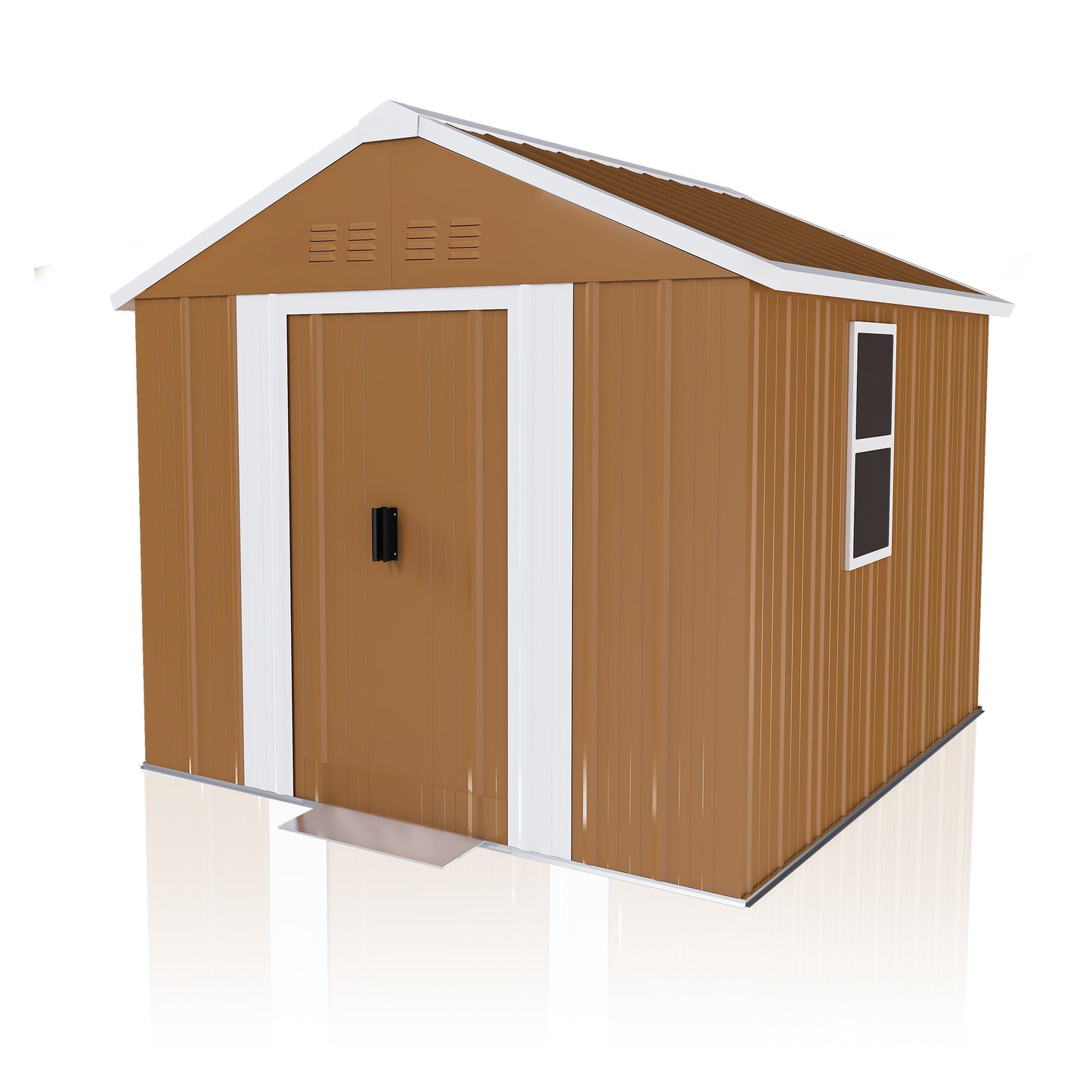 Heavy-Duty Metal Storage Shed with Windows, Lockable Door & Ventilation, Weatherproof Outdoor Garden Shed for Backyard, Brown Iron 6x4 FT