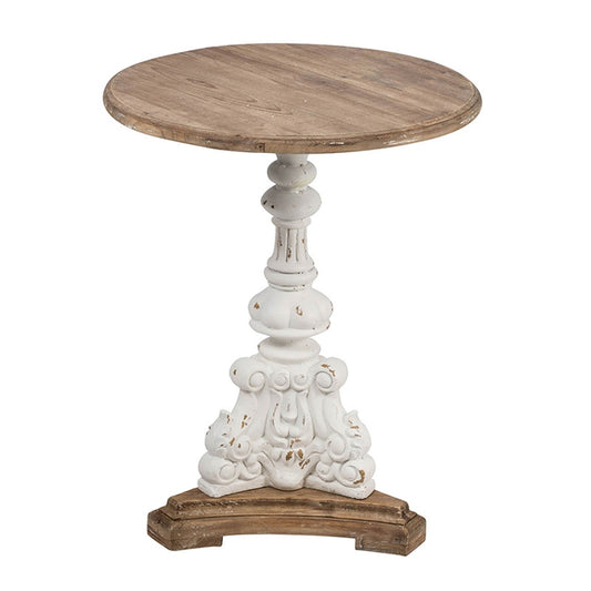 D22.5x27' Antique White Round Side Table, French Country