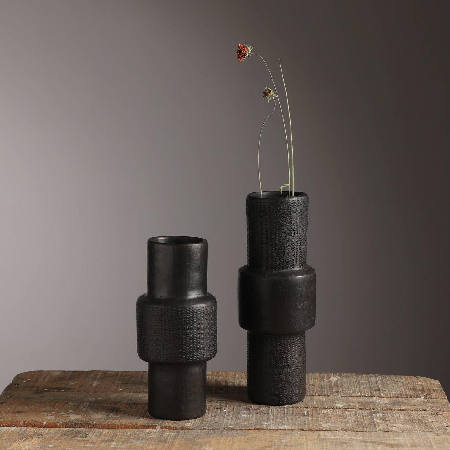 Longpi Pottery Décor Object  3.75'x3.75'x8' Handmade Clay Art