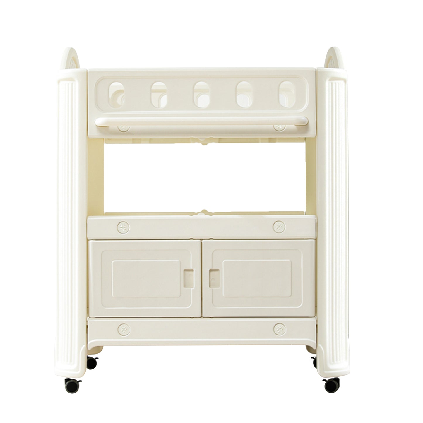 Eco-Friendly HDPE Baby Diaper Changing Table with Removable Safety Belt and Easy-Clean Surface, White, 33.86' x 24.02' x 41.34'