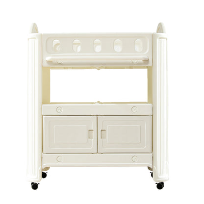 Eco-Friendly HDPE Baby Diaper Changing Table with Removable Safety Belt and Easy-Clean Surface, White, 33.86' x 24.02' x 41.34'