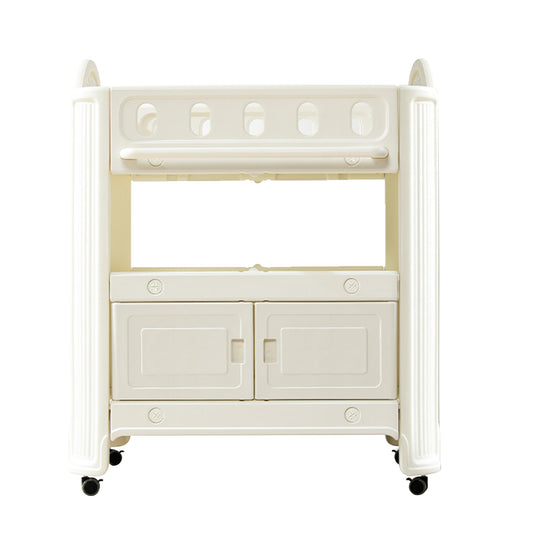 Eco-Friendly HDPE Baby Diaper Changing Table with Removable Safety Belt and Easy-Clean Surface, White, 33.86' x 24.02' x 41.34'