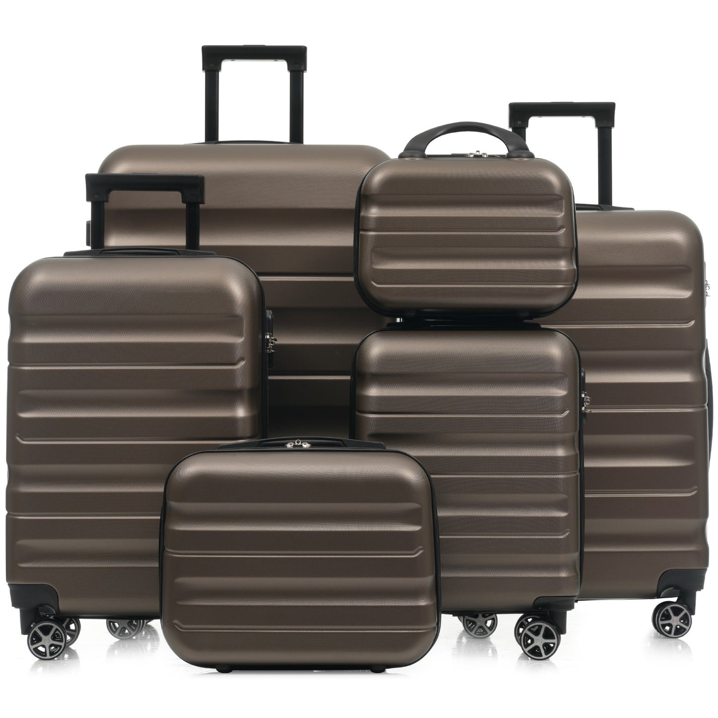 6-Piece ABS Hardshell Luggage Set - Lightweight & Durable Suitcases with Dual Spinner Wheels, Carry-On & Check-In Sizes for Travel & Business