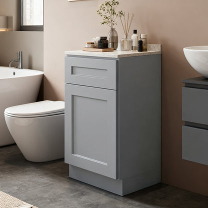 Dark Gray Shaker Solid Wood Single Door Base Cabinet,for Kitchen, Laundry,and Bathroom Storage Adjustable Shelves Ready to Assemble (21' Wx34.5 Hx24 D)