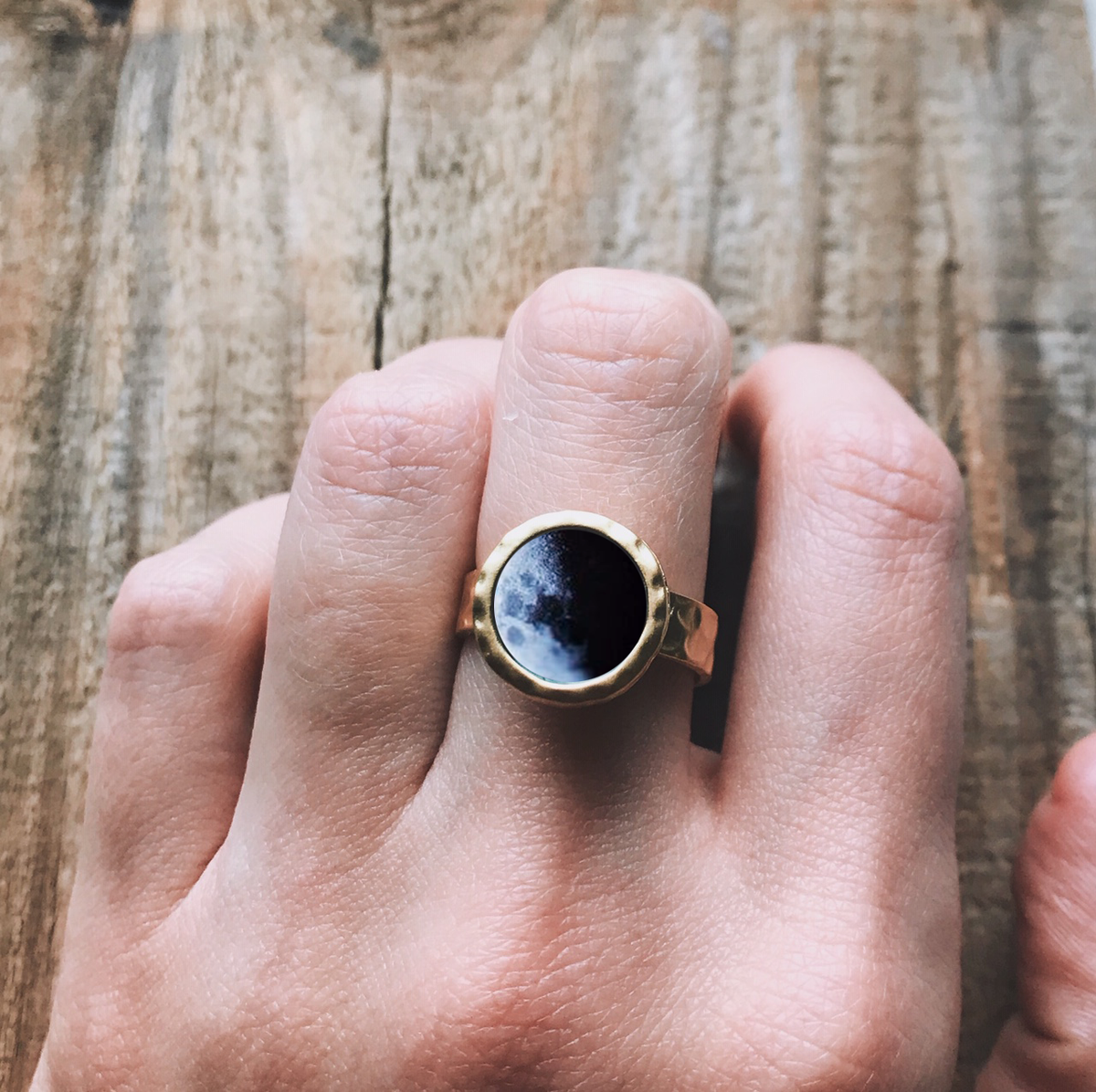 CLEARANCE My Moon Hammered Custom Ring