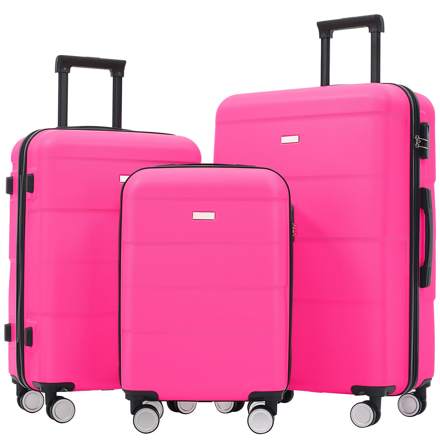 Hardshell Luggage Sets 3 Piece Double Spinner Wheels Suitcase with Handle Password Lock, Lightweight 20'+24'+28' Luggages