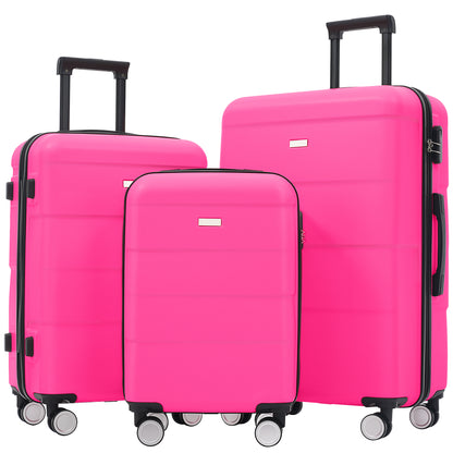 Hardshell Luggage Sets 3 Piece Double Spinner Wheels Suitcase with Handle Password Lock, Lightweight 20'+24'+28' Luggages