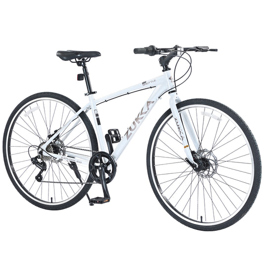 Shimano 7 Speed Hybrid Bike Aluminum Alloy Frame Double Disc Brakes 700C Road Bike For men women's City Bicycle