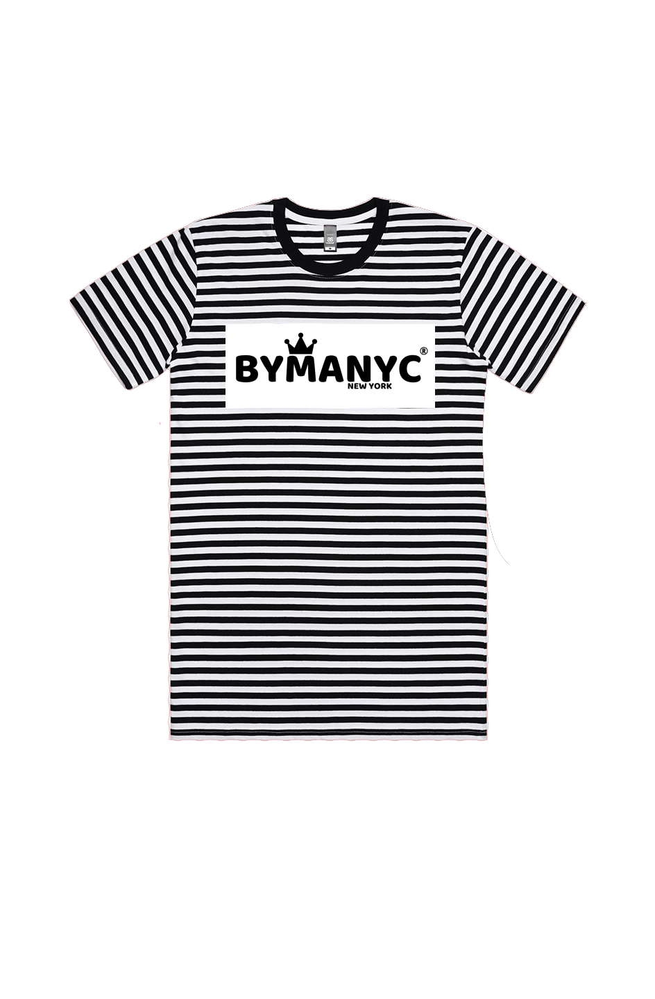 Men's T Shirt BYMANYC New York New Collection NYC Black White Stripe Tee