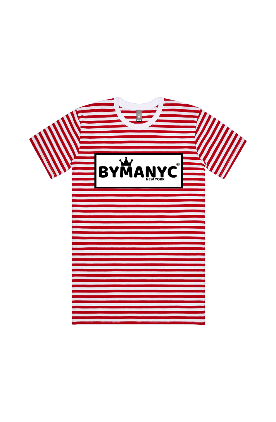 Unisex T Shirt BYMANYC New York New Collection NYC White Red Stripe Tee