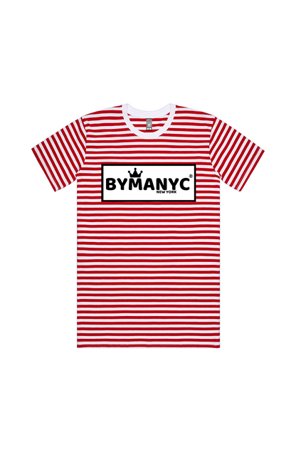 Unisex T Shirt BYMANYC New York New Collection NYC White Red Stripe Tee