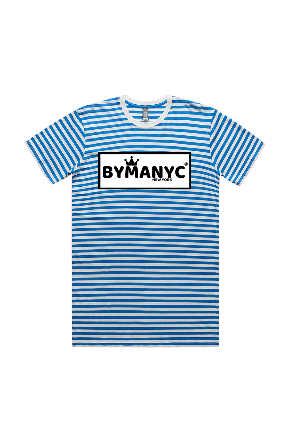 Unisex T Shirt BYMANYC New York New Collection NYC Natural Mid Blue Stripe Tee
