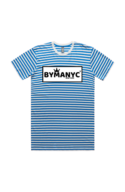 Unisex T Shirt BYMANYC New York New Collection NYC Natural Mid Blue Stripe Tee