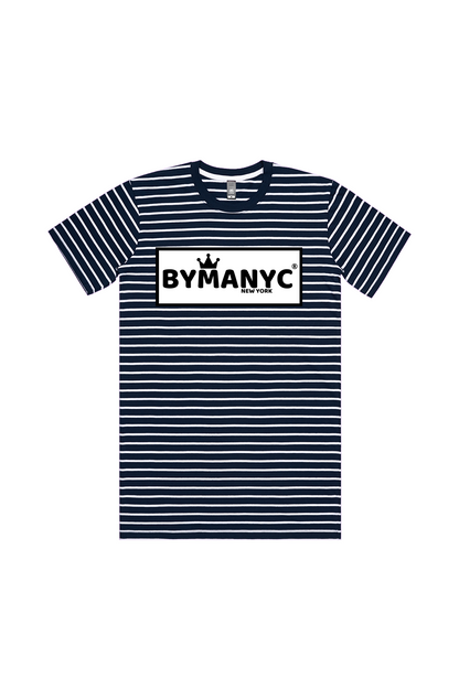 Unisex T Shirt BYMANYC New York New Collection NYC Navy White Stripe Tee
