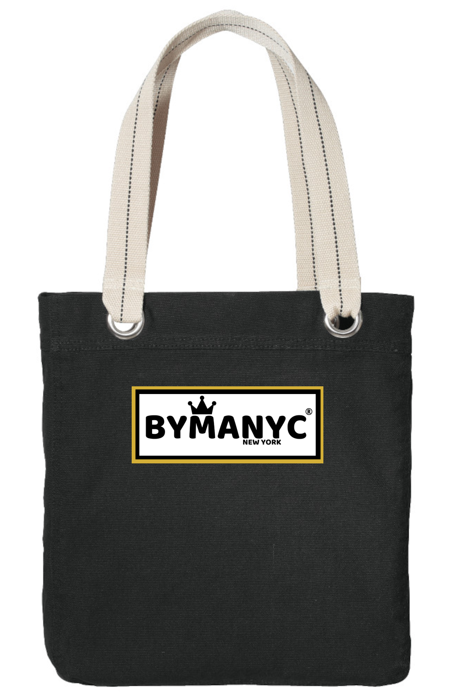 Tote Bag BYMANYC New York Allie Black Premium Garment Washed Canvas Tote Bag