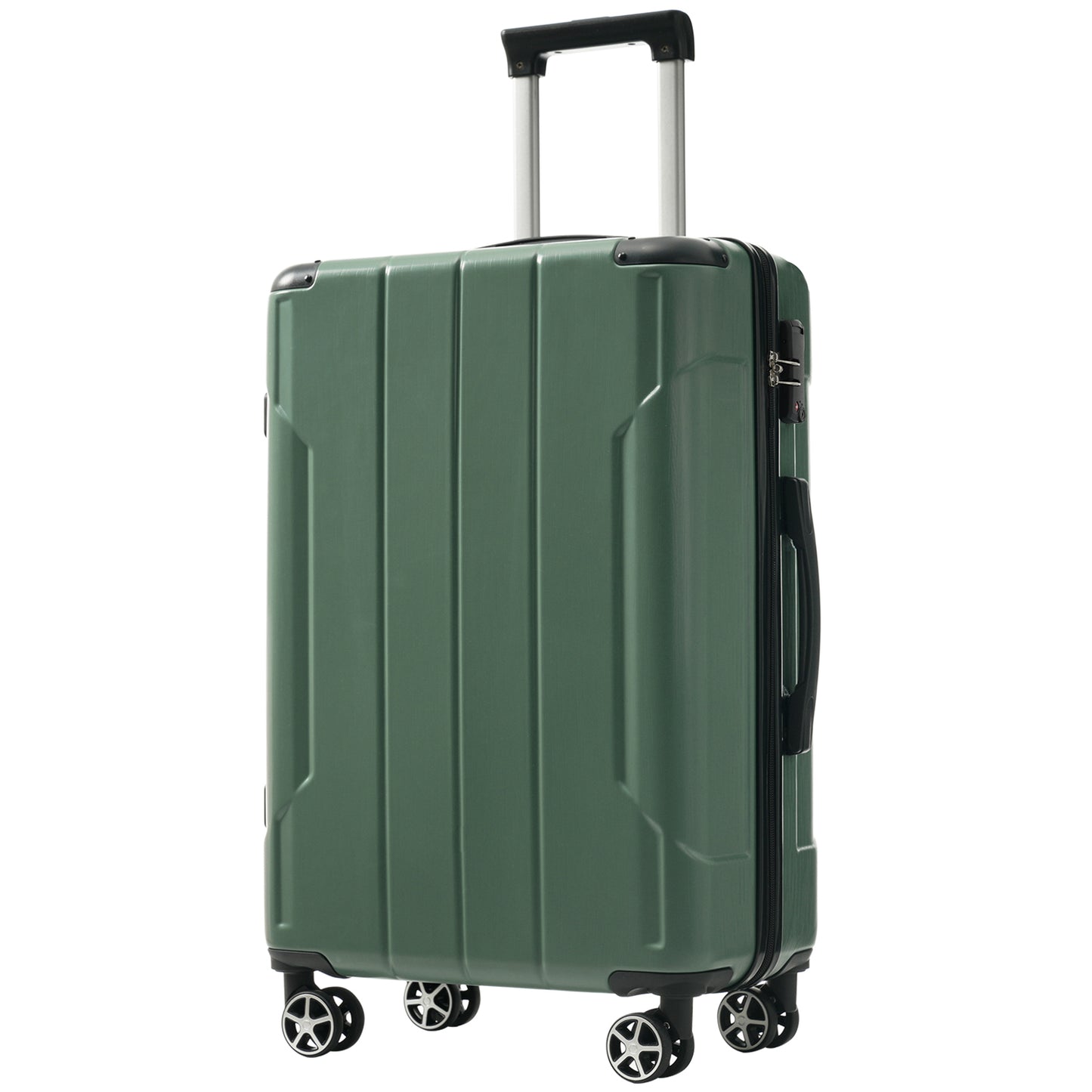 Hardshell Luggage, Lightweight Durable ABS Suitcases with Double Wheels, Expandable 24-inch Checked Luggage 24' (Green)