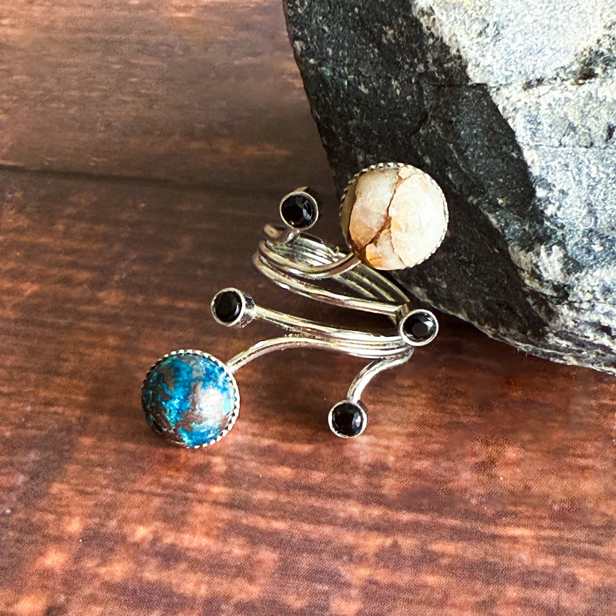 CLEARANCE DISCONTINUED Orbit Ring With Natural Stones