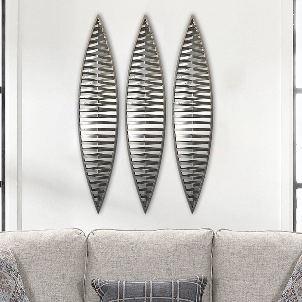 Wall Mirror - Decorative Metal Wall Mirror, Set of 3pcs