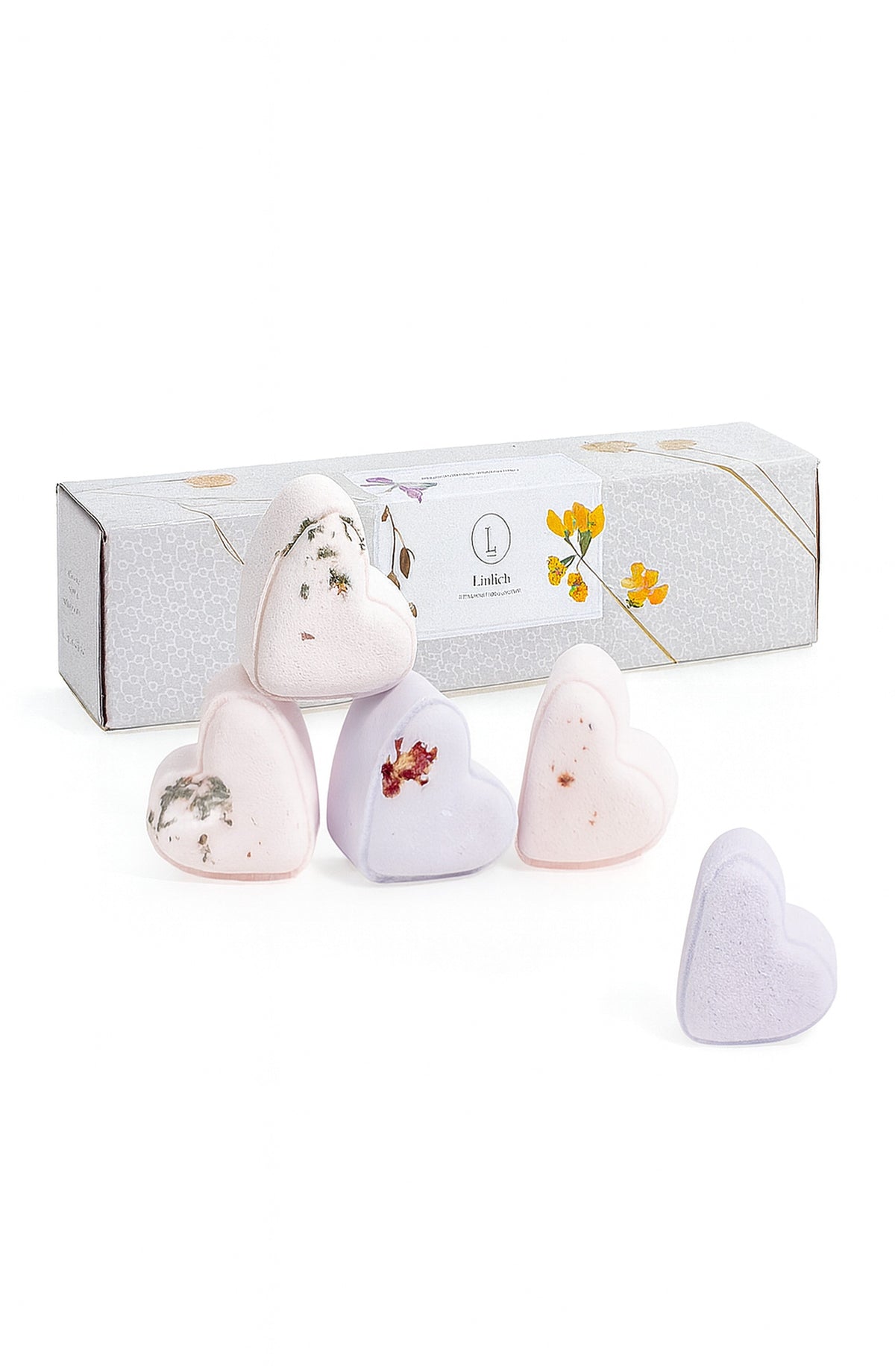 Lavender Heart Bath Bomb Gift Set – 5 Handmade Bath Bombs