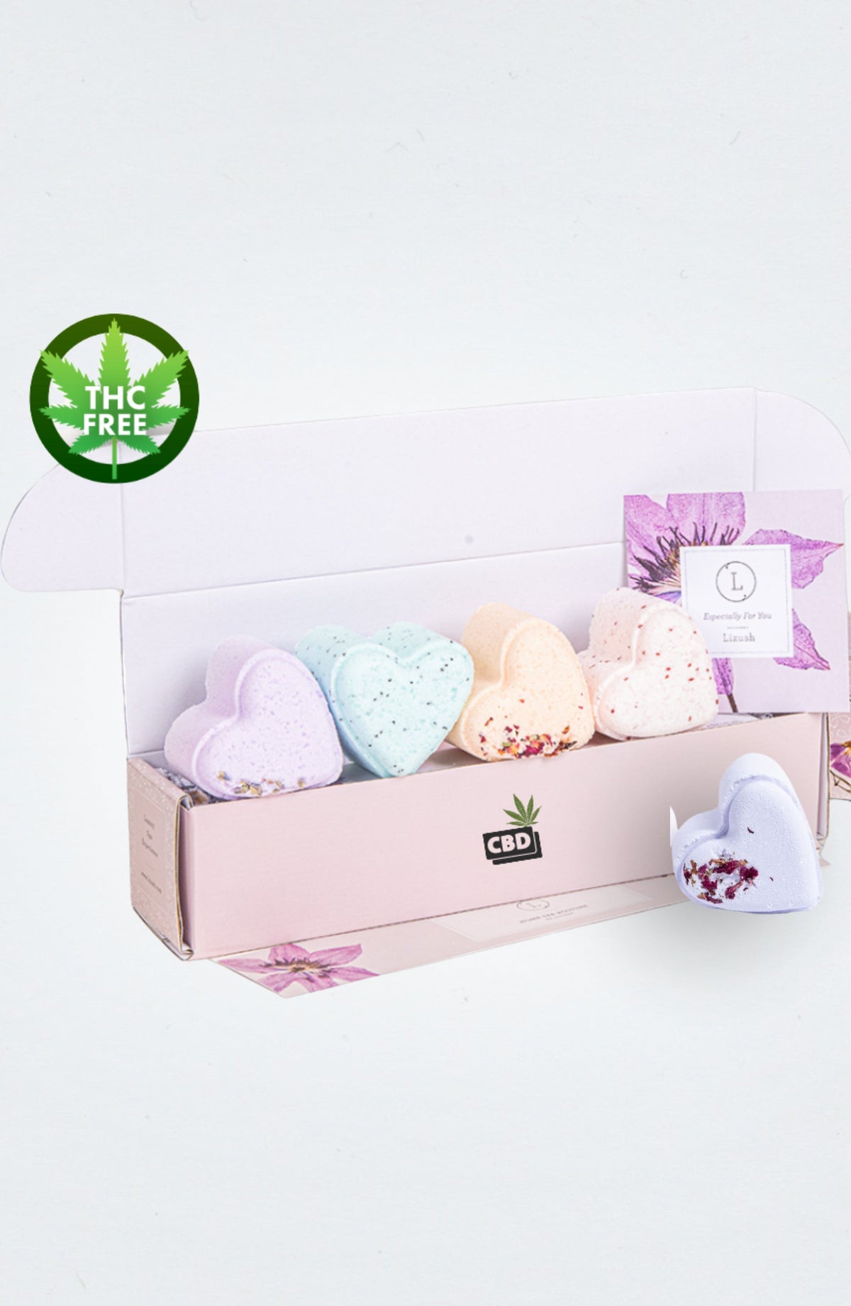 CBD Valentine's Bath Bomb Gift Set – 5 Heart-Shaped