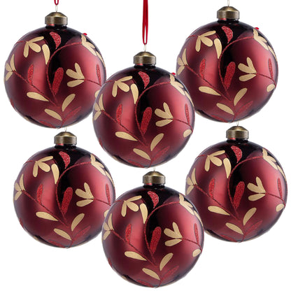 D3.9' Christmas Ball Ornaments, Glass Decorative Hanging Ball Christmas Tree Ornaments for Holiday Party Decorations, Set of 6