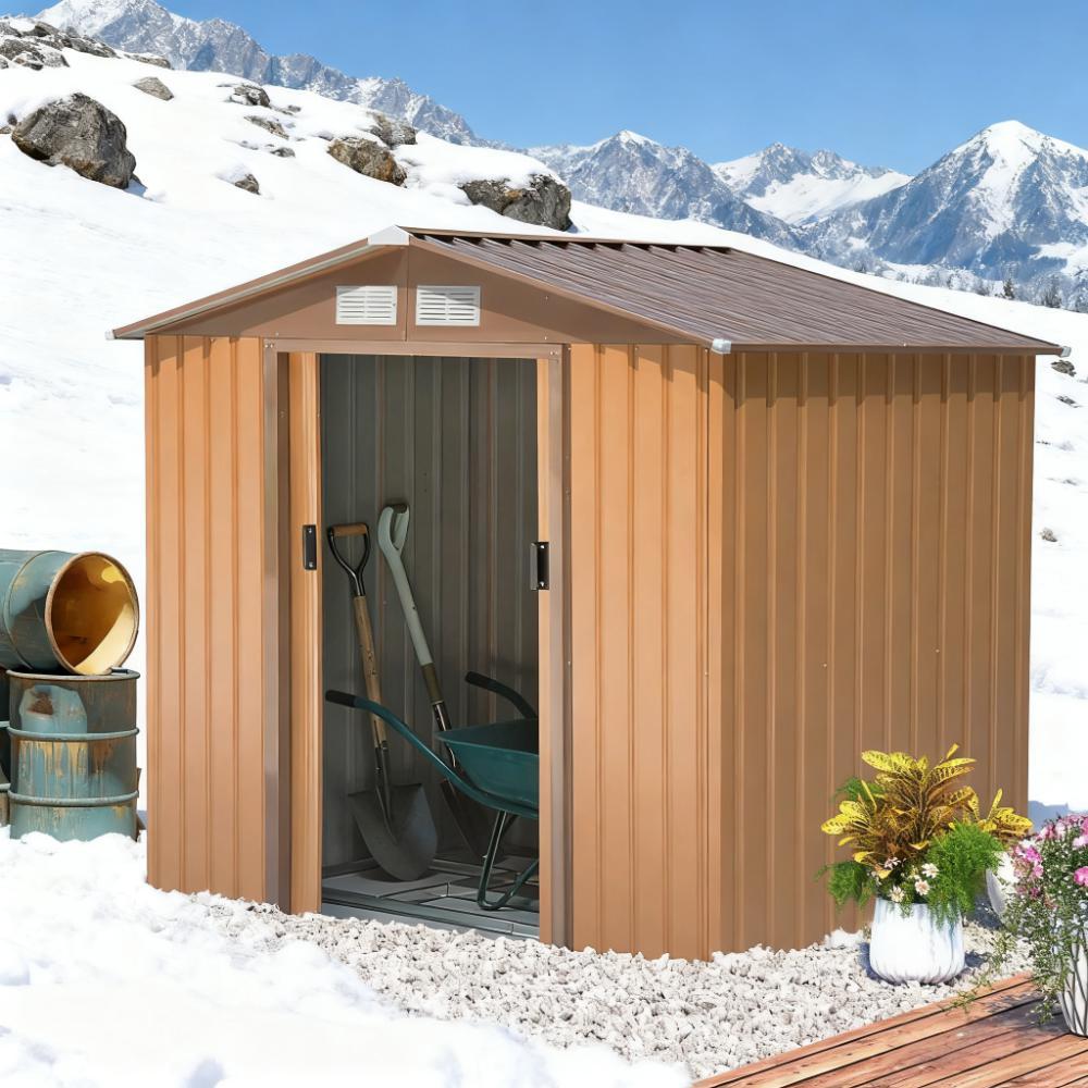 7' x 4' Outdoor Storage Shed, Garden Tool House w/ Foundation Kit Vents