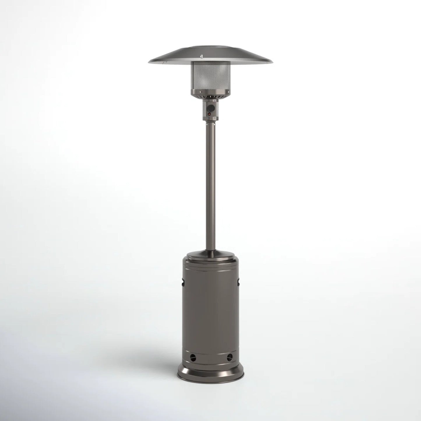 Steel Gray 46,000 BTU Standing Patio Heater with Aluminium Construction and 32x32x83.5 inches Dimensions