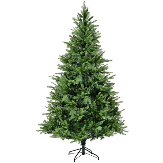 Premium Unlit Green 7FT Christmas Tree with PE PVC Mixed Dense Branches, Hinged Design, Realistic Look