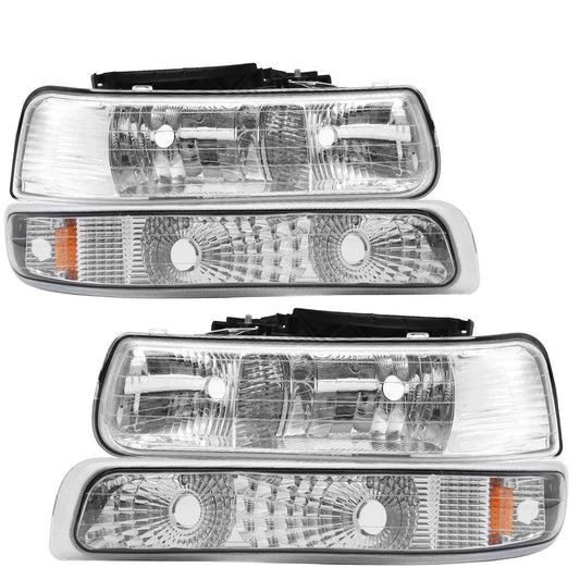 For 1999-2002 Chevy Silverado Pair Halogen Headlights Left+Right Side