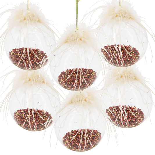 D3.9' Christmas Ball Ornaments, Glass Decorative Hanging Ball Christmas Tree Ornaments for Holiday Party Decorations, Set of 6