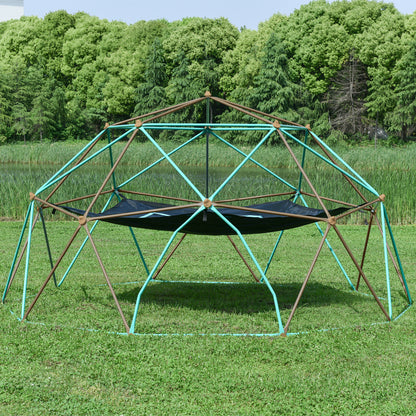13ft Geometric Dome Climber Play Center, Kids Climbing Dome Tower with Hammock, Rust & UV Resistant Steel Supporting 1000 LBS