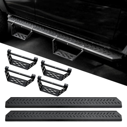 Running Boards Compatible with Ford Bronco 4 Door 2021 2022 2023 2024 (NOT Fit for Sport), Two Stairs Side Steps Fit for Bronco, Anti-Slip Drop Down Rock Sliders Step Bars Black