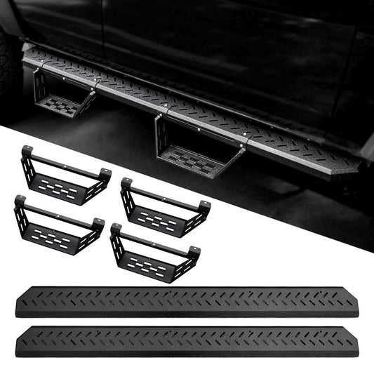 Running Boards Compatible with Ford Bronco 4 Door 2021 2022 2023 2024 (NOT Fit for Sport), Two Stairs Side Steps Fit for Bronco, Anti-Slip Drop Down Rock Sliders Step Bars Black