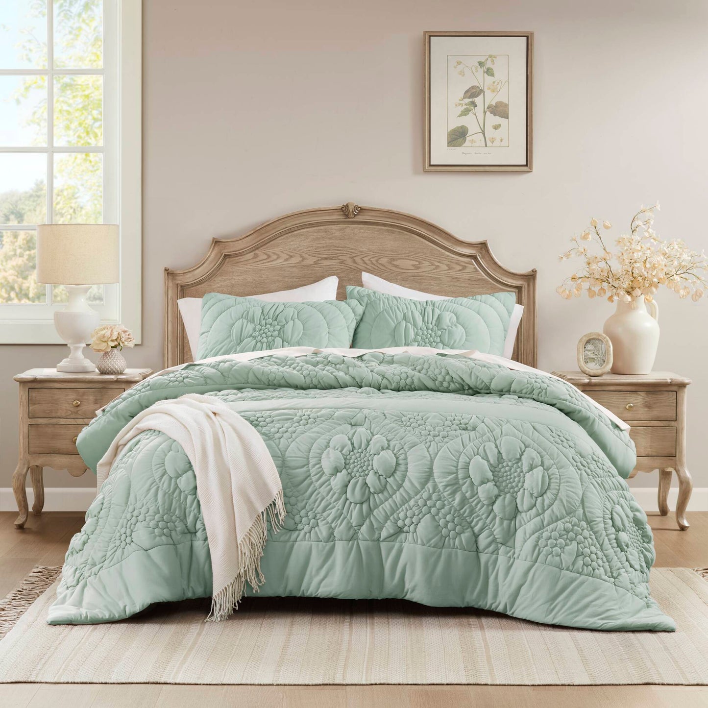 3-Piece King Comforter Set,Sage