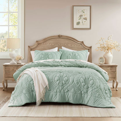 3-Piece King Comforter Set,Sage