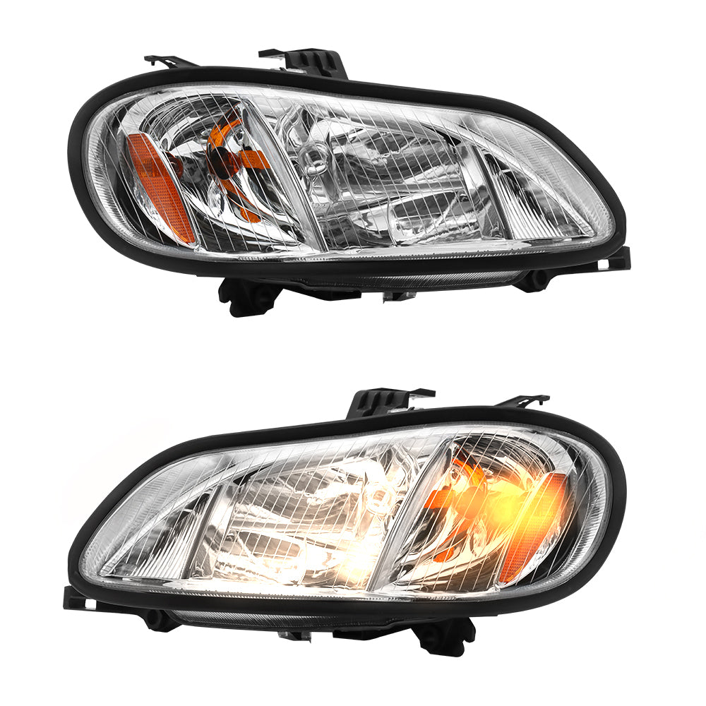 Headlight Assembly Compatible With Freightliner M2 2004-2013 Chrome Pair